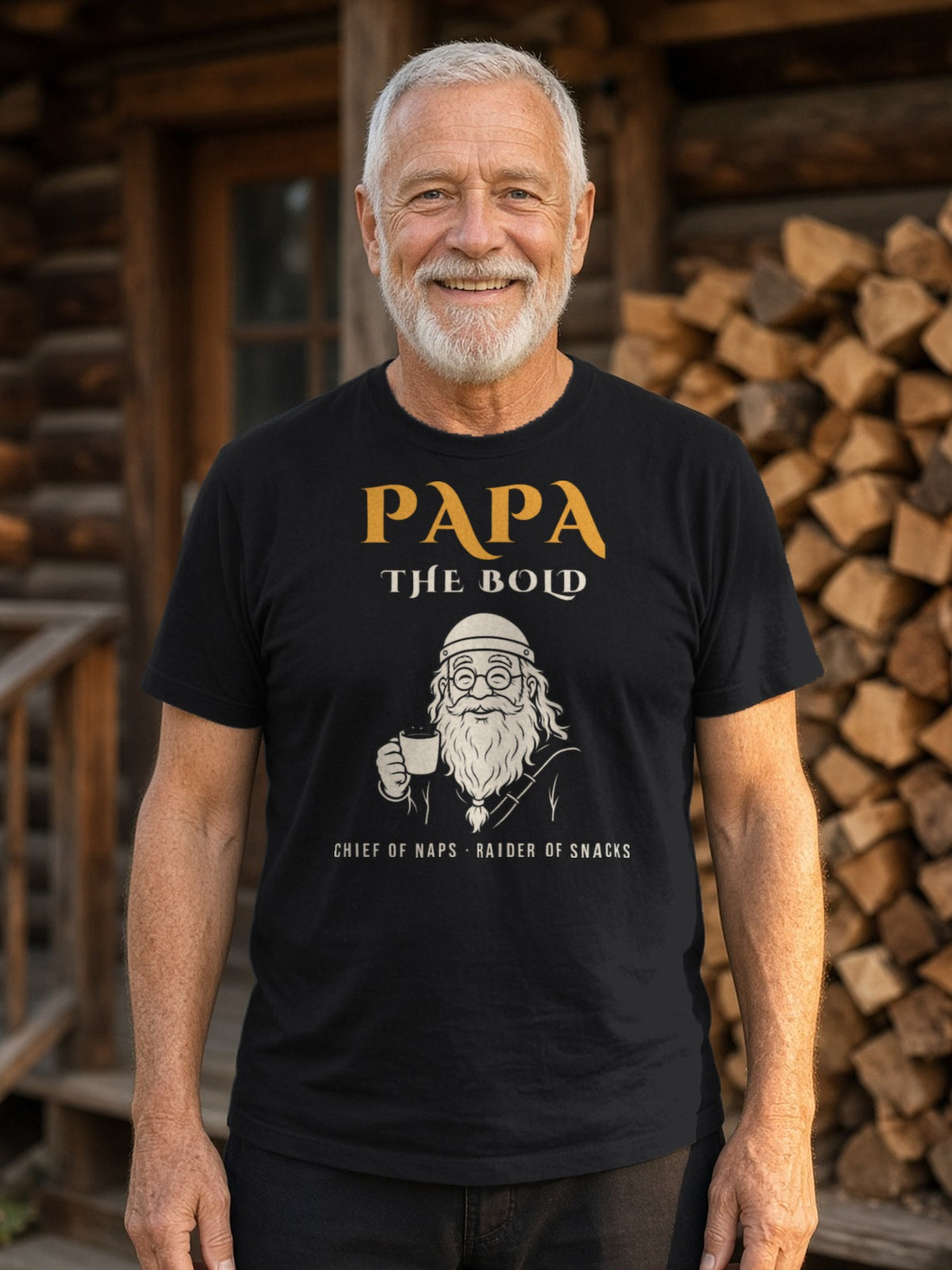 Papa the Bold Viking Grandpa Tee - Black