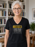 Almost Pulled a Muscle V-Neck Tee (Poly Blend) – Caution - Black