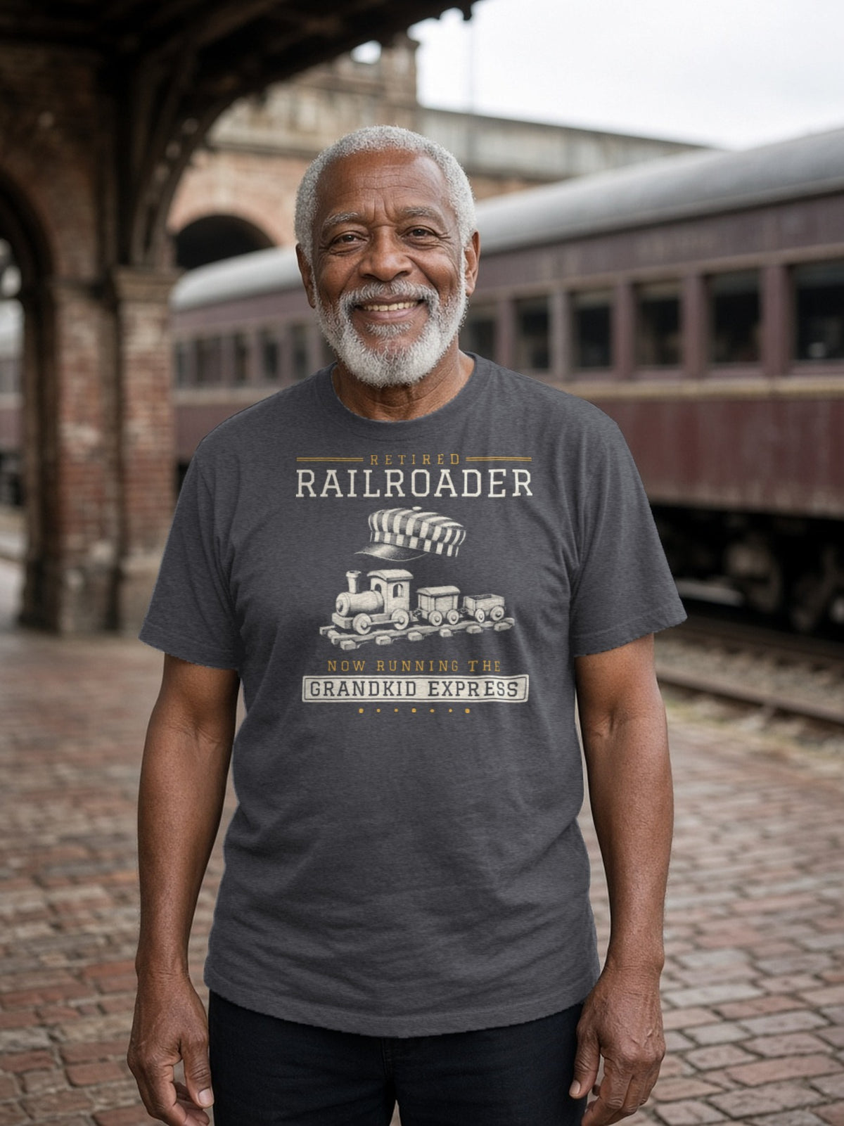 Retired Railroader Grandkid Express Tee - Dark Grey Heather