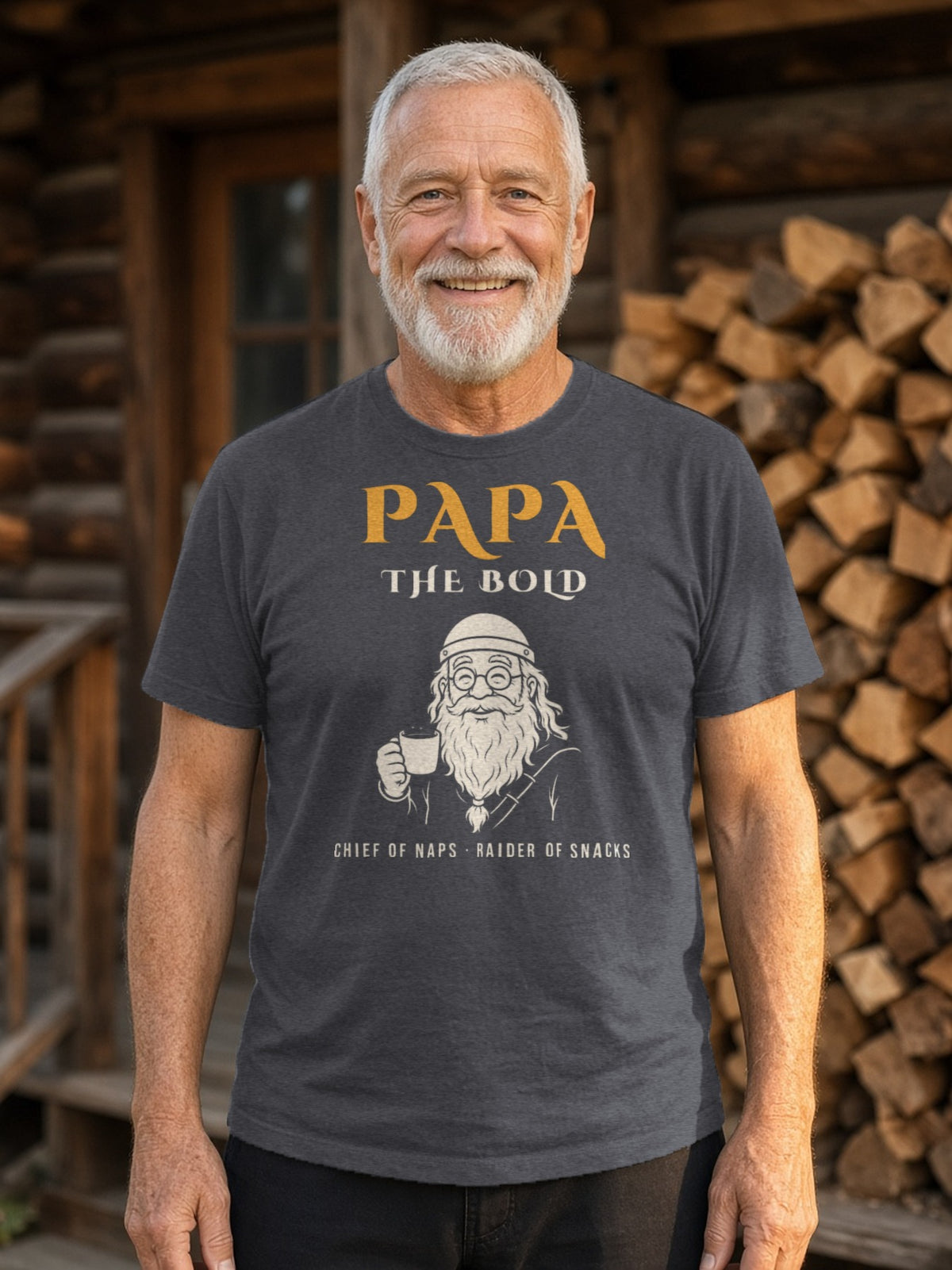 Papa the Bold Viking Grandpa Tee - Dark Grey Heather