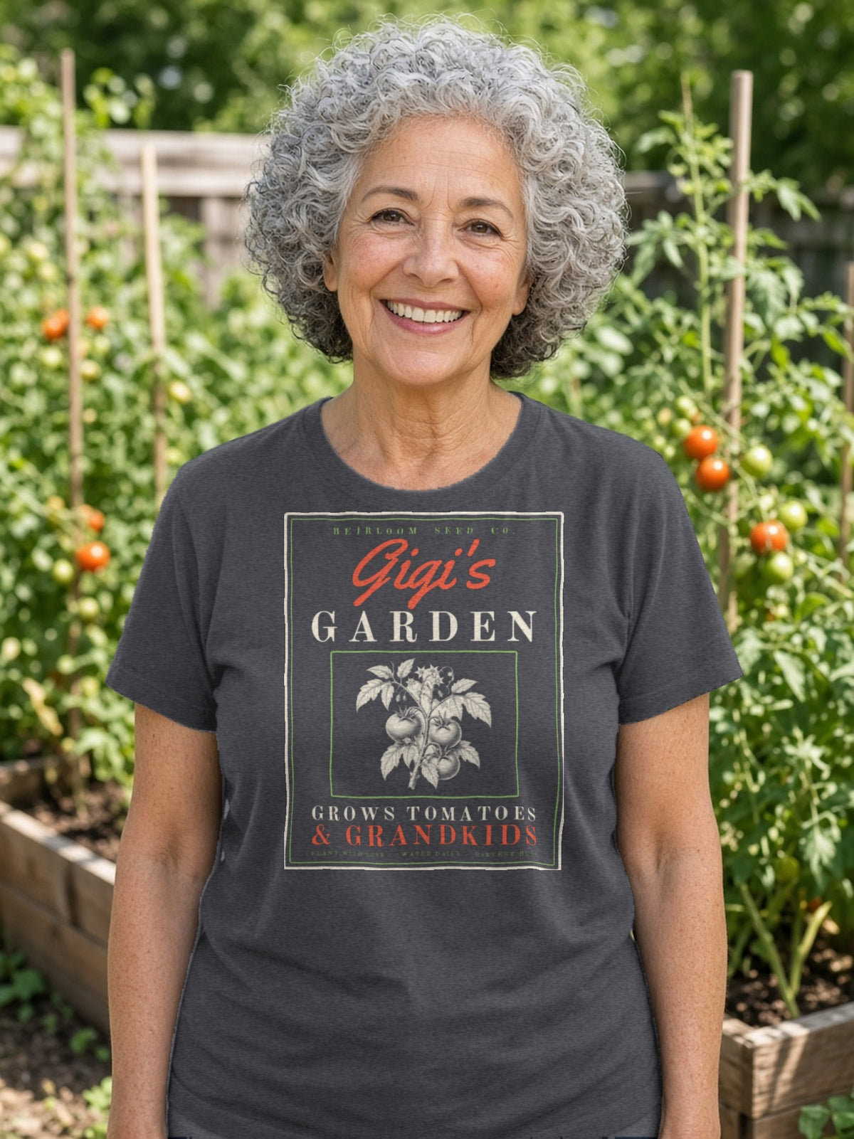 Gigi's Garden Seed Packet Tee - Dark Grey Heather