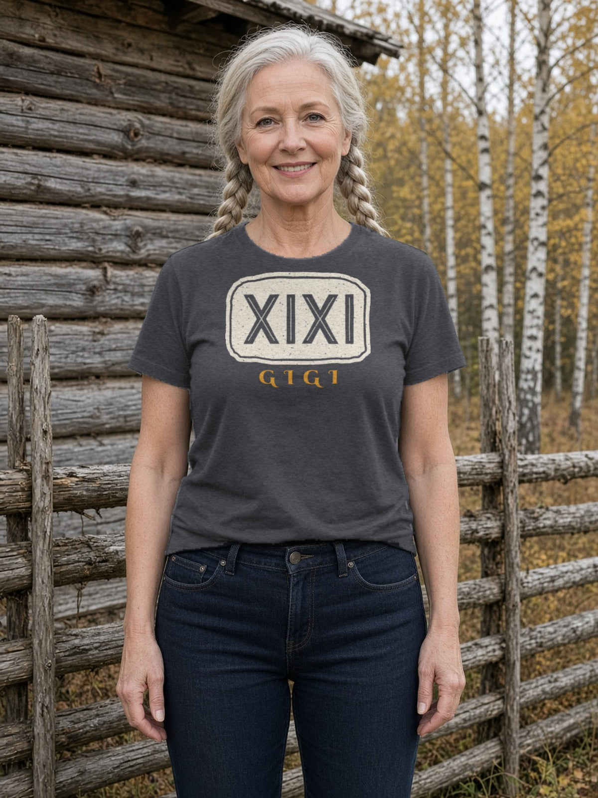 GIGI in Runes Carved Stone Tee - Dark Grey Heather