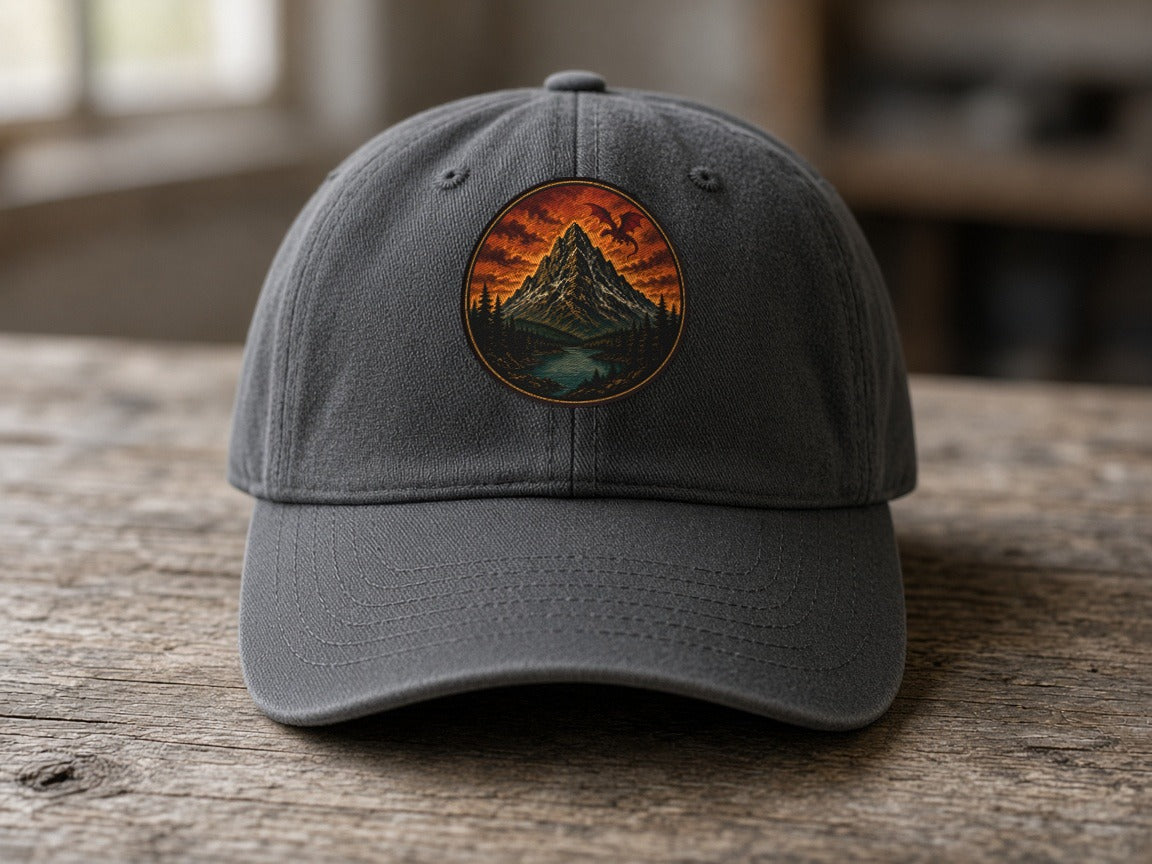 Dragon Over Ember Peak Cap – Charcoal Grey