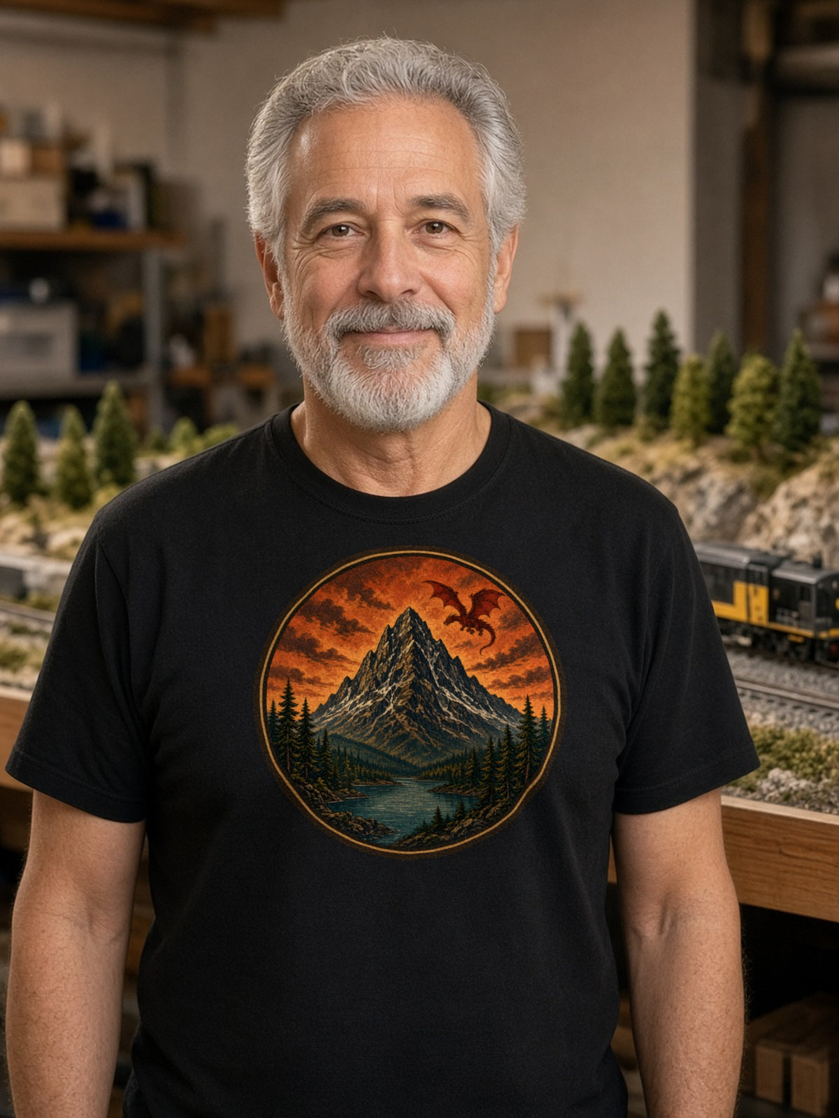 Dragon Over Ember Peak Tee – Black