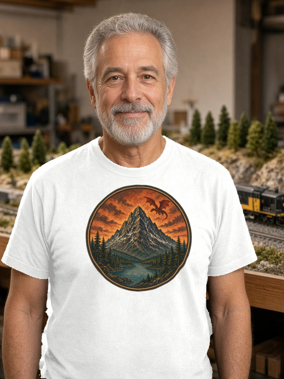 Dragon Over Ember Peak Tee – White