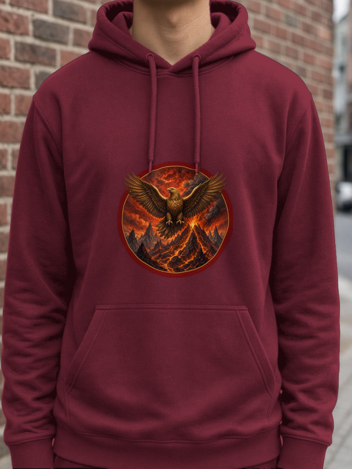 Eagle Over the Fire Peaks Hoodie – Maroon