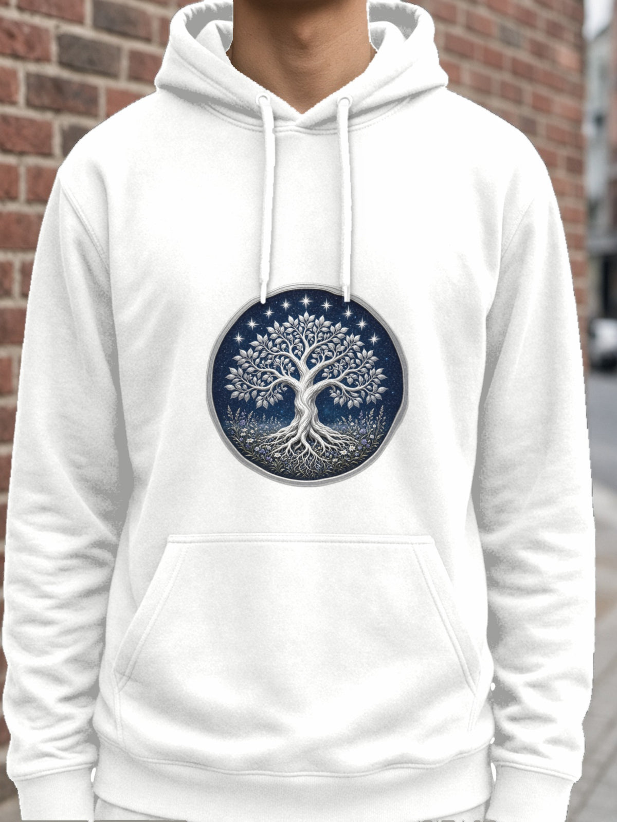 Silver Tree of Seven Stars Hoodie – White