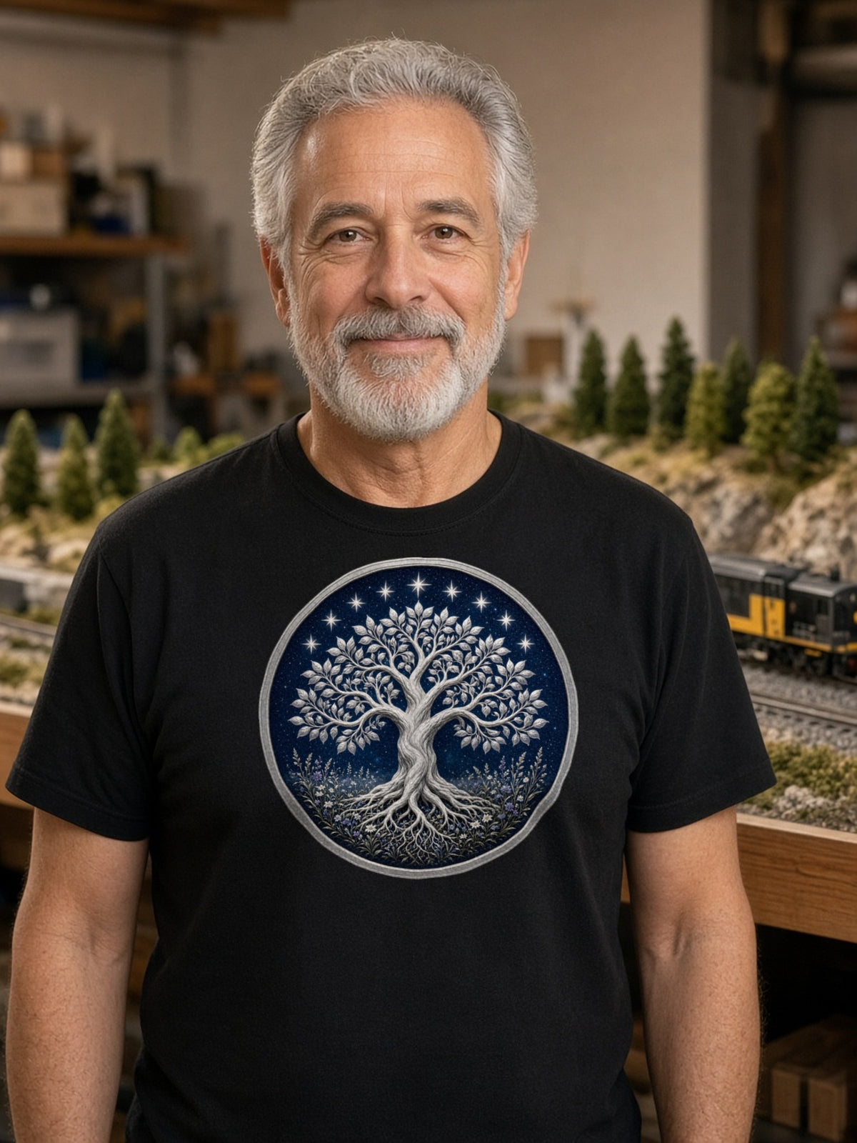 Silver Tree of Seven Stars Tee – Black