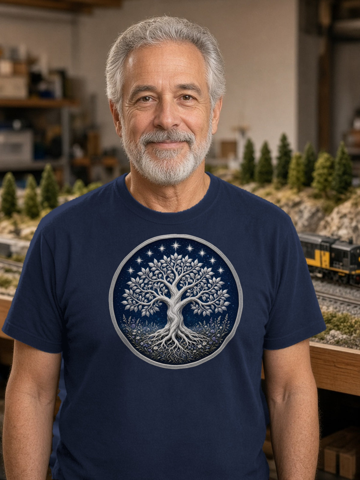 Silver Tree of Seven Stars Tee – Navy