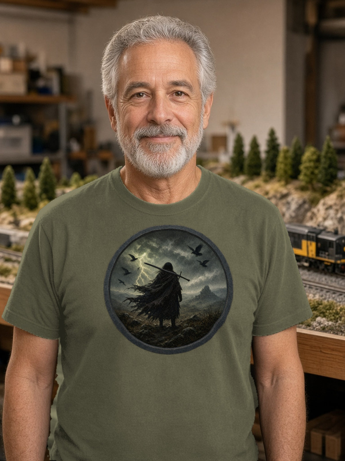 The Storm Moor Swordsman Tee – Military Green