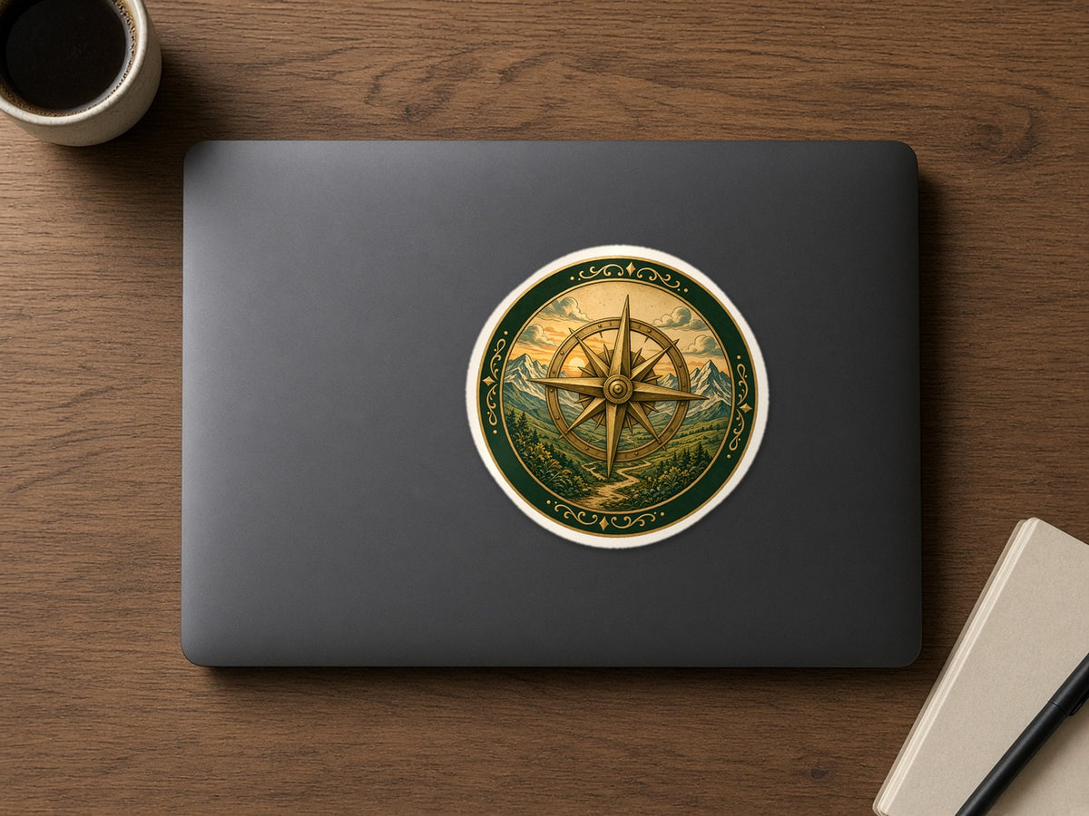 Wander, but Not Lost Compass Sticker
