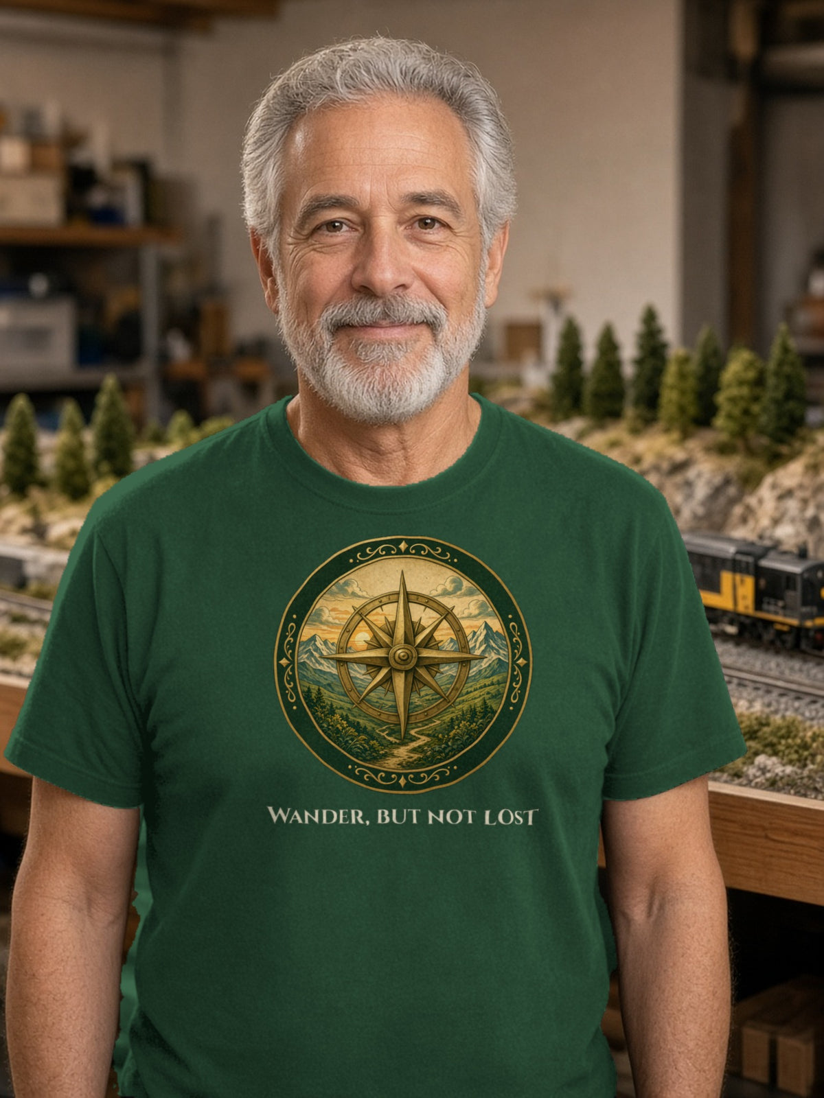 Wander, but Not Lost Compass Tee – Forest