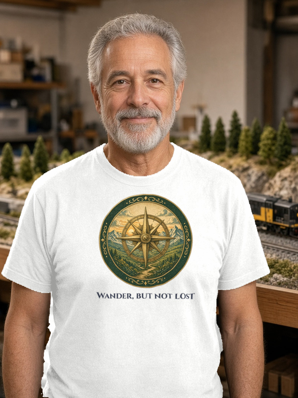 Wander, but Not Lost Compass Tee – White