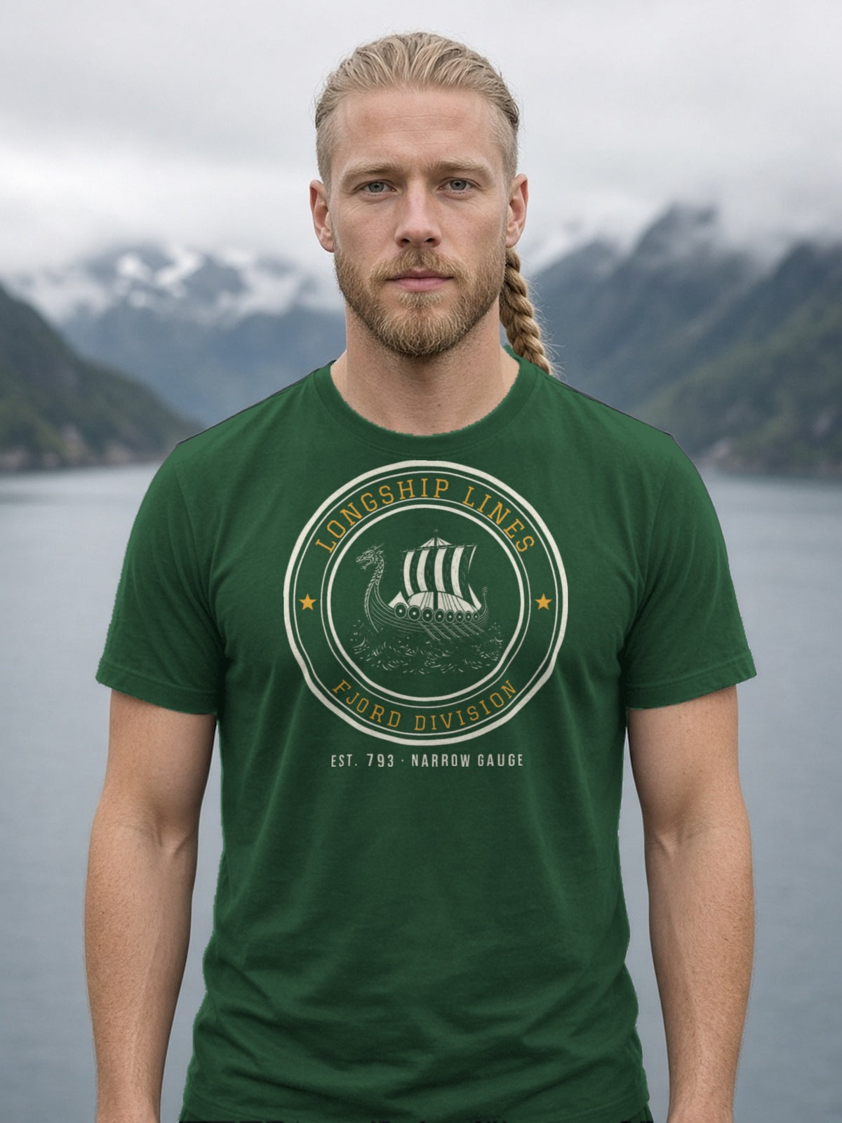 Longship Lines Railroad Herald Tee - Forest