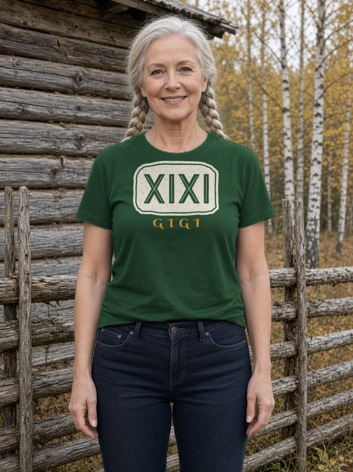 GIGI in Runes Carved Stone Tee - Forest