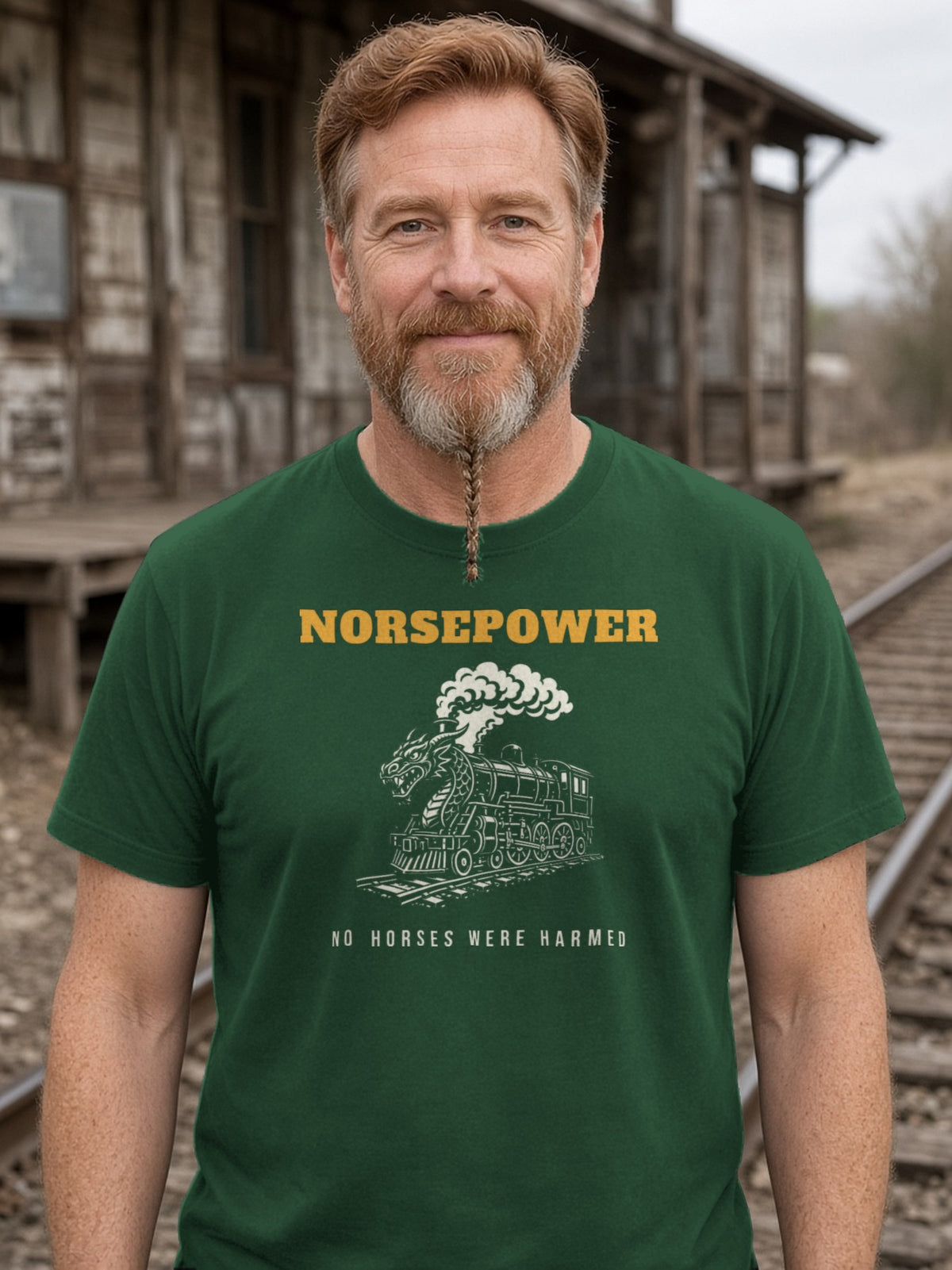 NORSEPOWER Dragon Steam Locomotive Tee - Forest