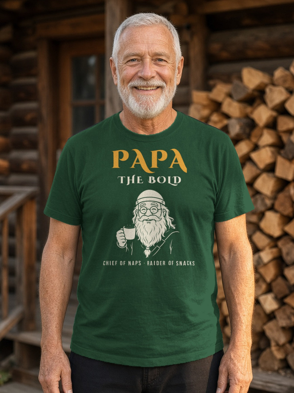 Papa the Bold Viking Grandpa Tee - Forest