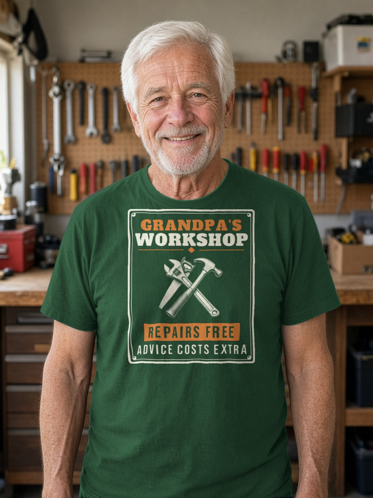 Grandpa's Workshop Tin Sign Tee - Forest