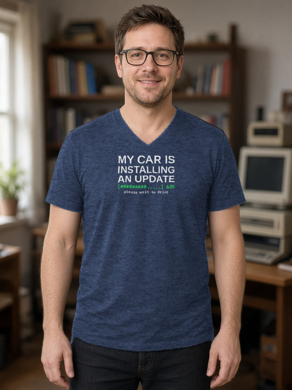 Installing Update V-Neck Tee (Poly Blend) - Heather Navy