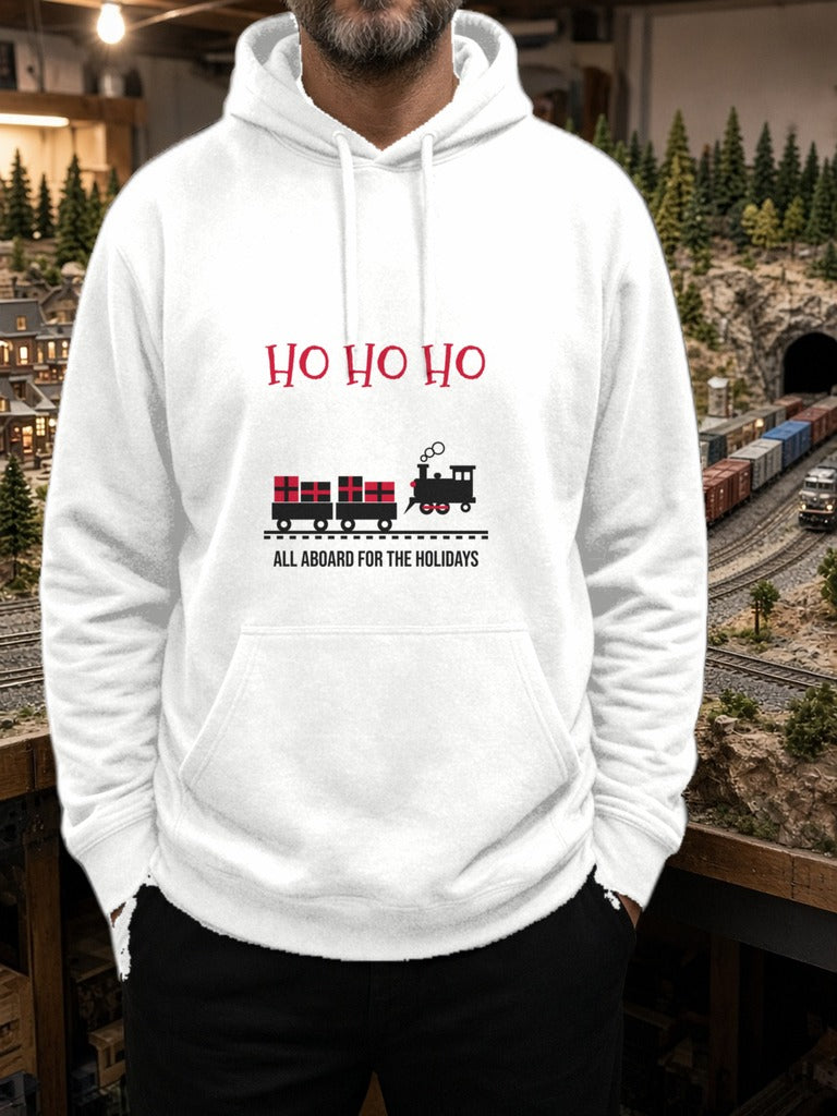 HO HO HO Model Railroad Hoodie - White