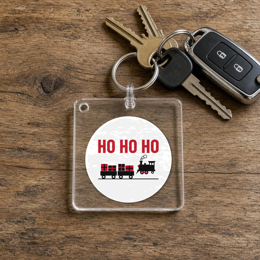 HO HO HO Model Railroad Keychain