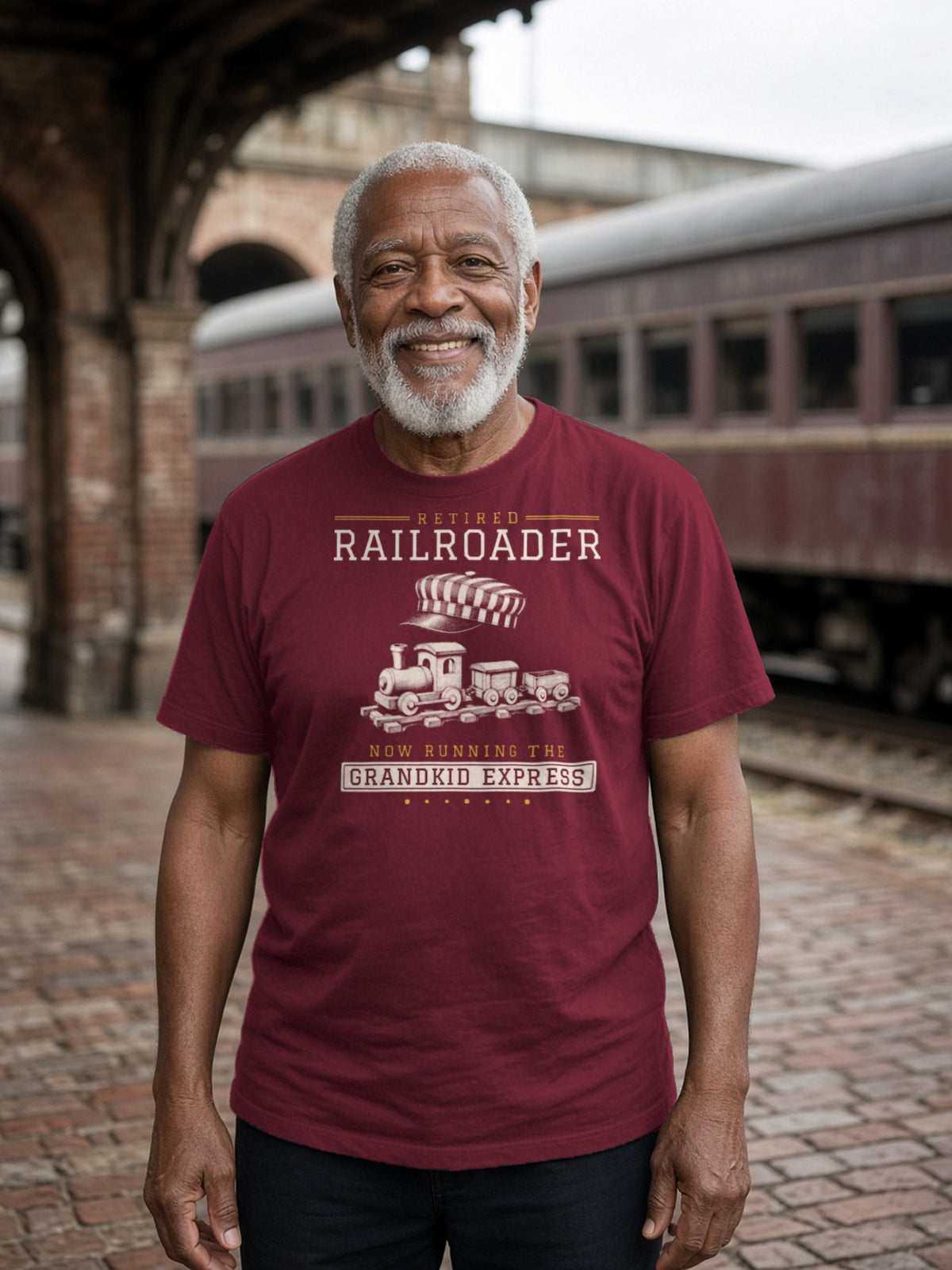 Retired Railroader Grandkid Express Tee - Maroon