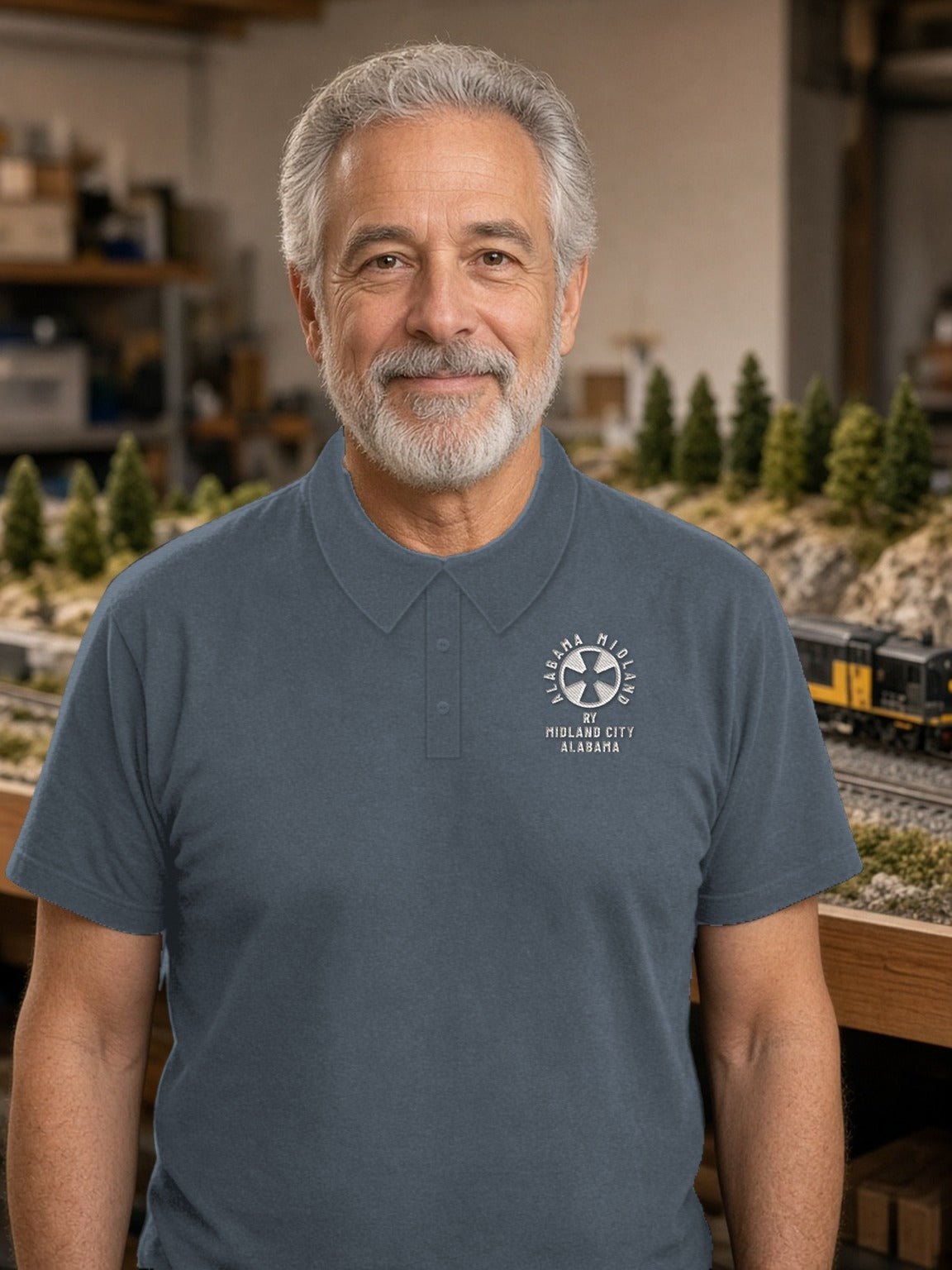 Alabama Midland Railway Midland City Blend Polo – Steel Grey