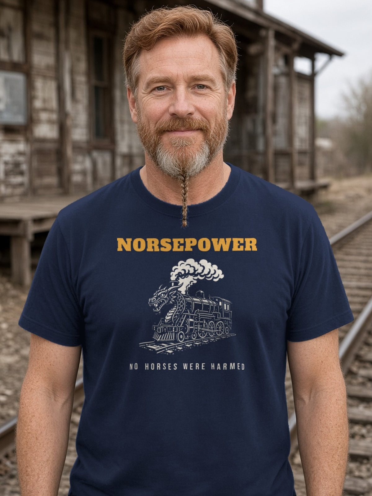 NORSEPOWER Dragon Steam Locomotive Tee - Navy