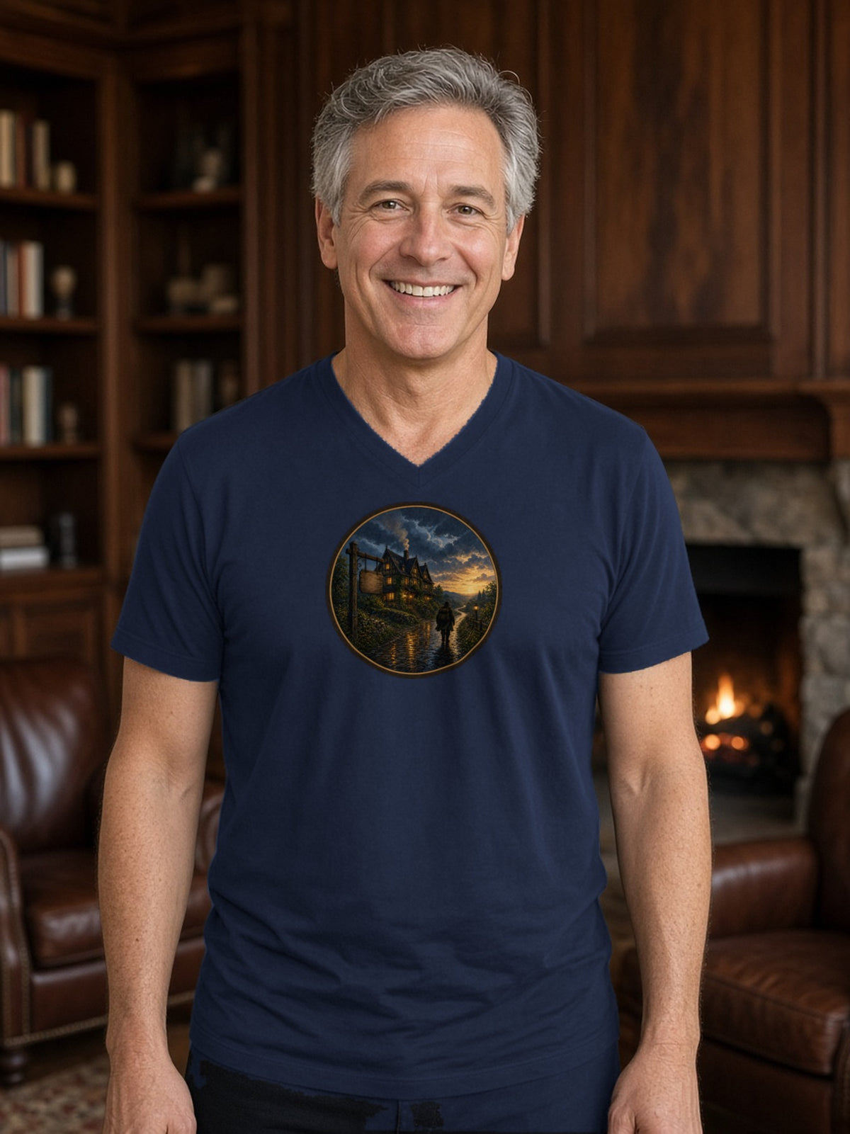 The Wayside Inn V-Neck Tee - Navy
