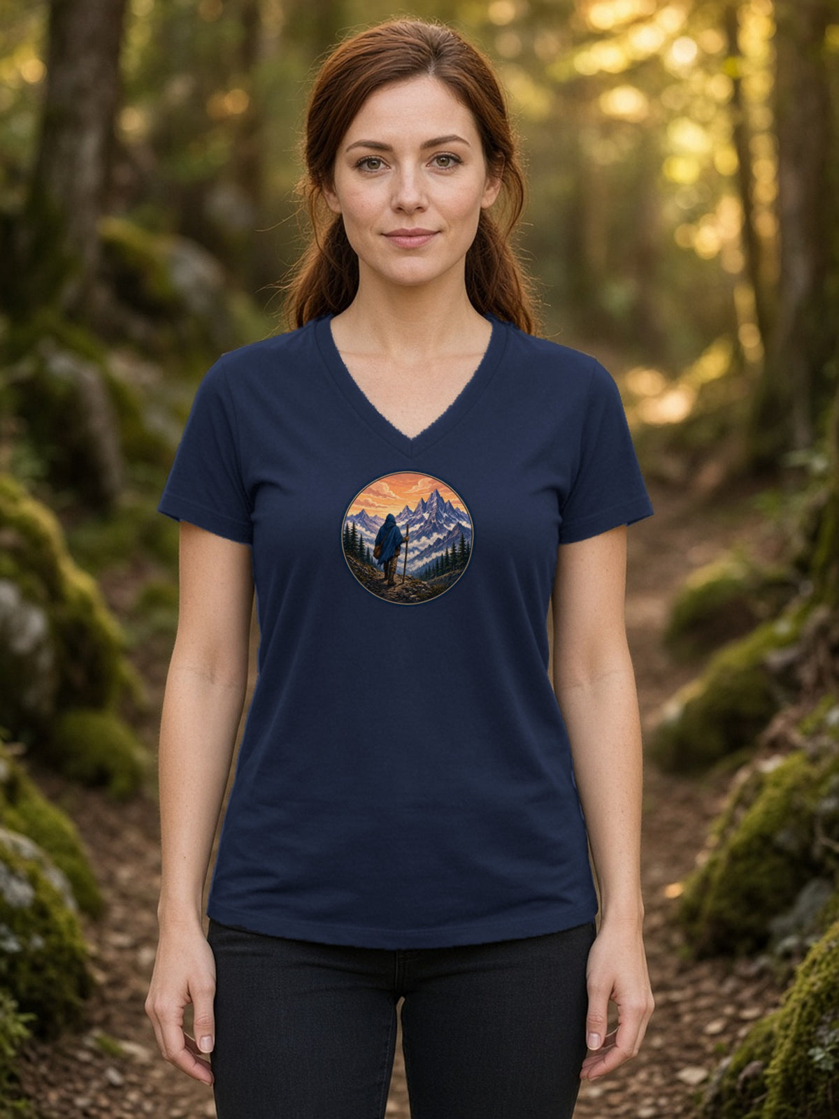 The Long Road Wanderer V-Neck Tee - Navy