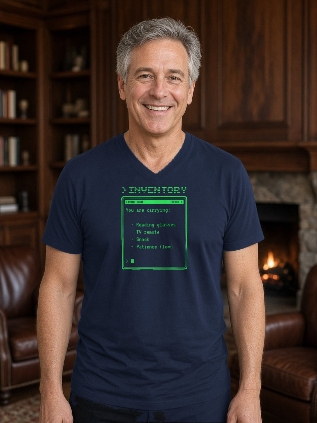 >INVENTORY Text Adventure V-Neck Tee - Navy