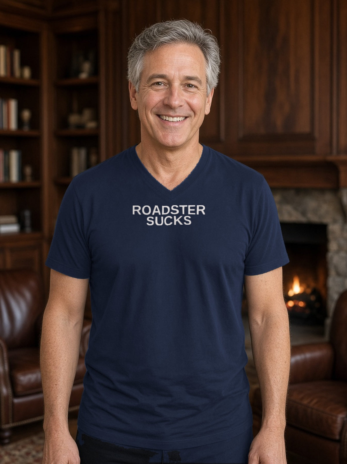 ROADSTER SUCKS V-Neck Tee - Navy