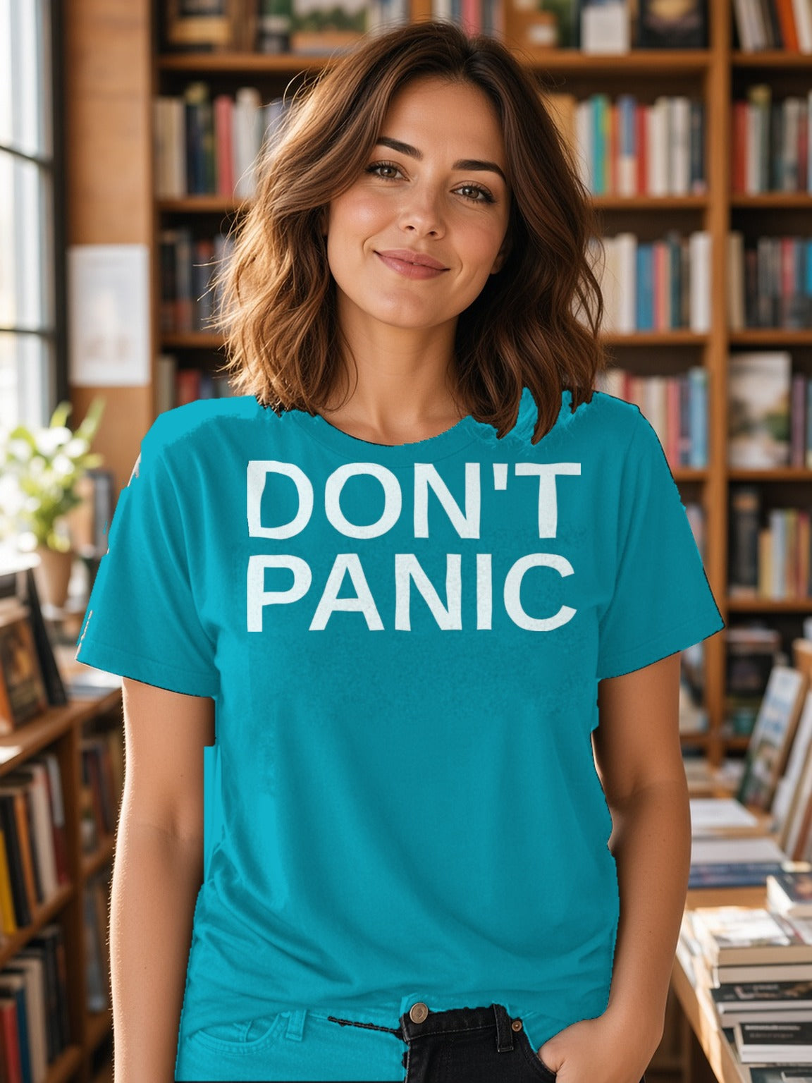 DON'T PANIC Big Text Tee (Polyester) – California Blue