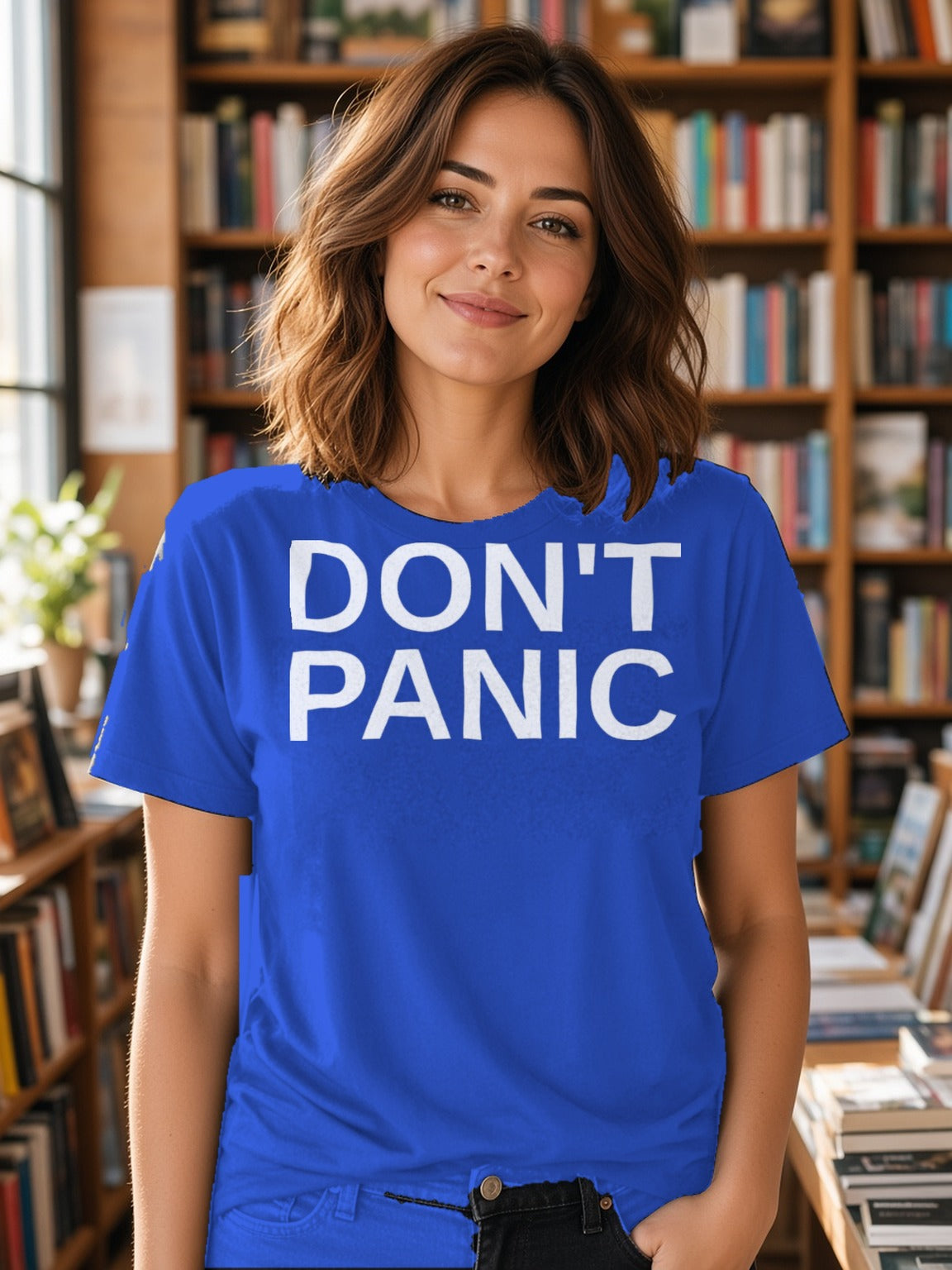 DON'T PANIC Big Text Tee (Polyester) – Royal