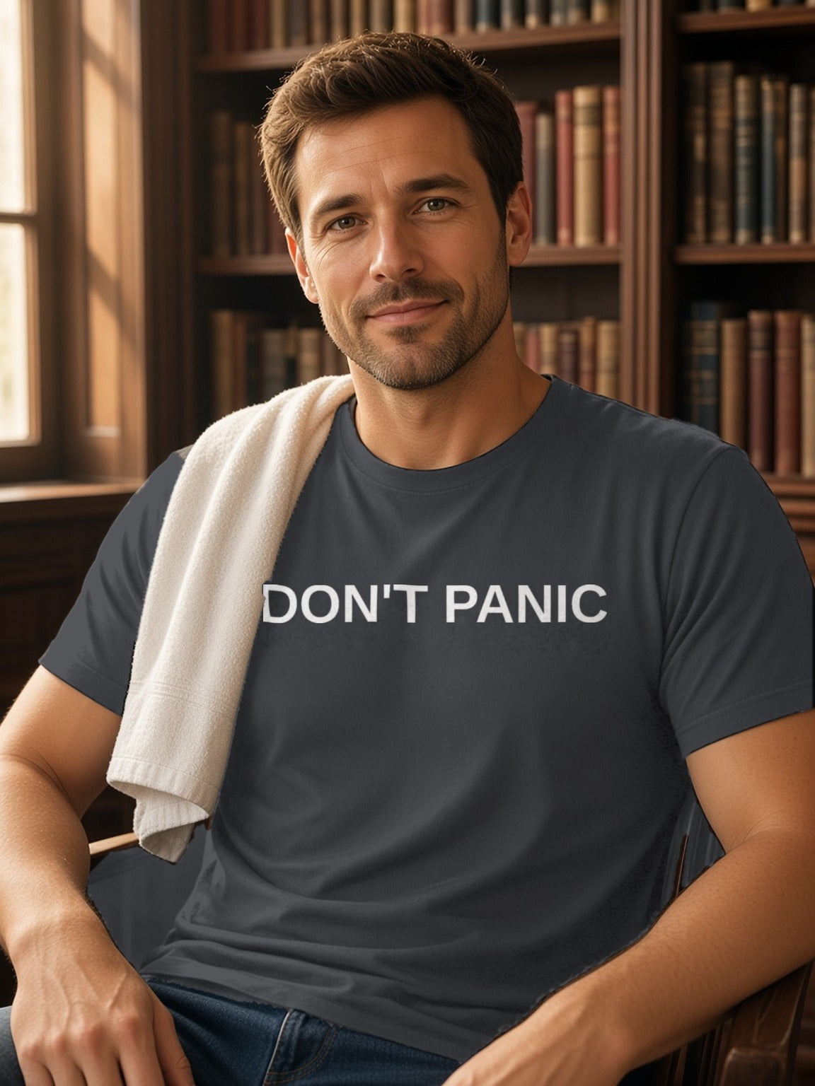 DON'T PANIC Tee (Polyester) – Charcoal Grey