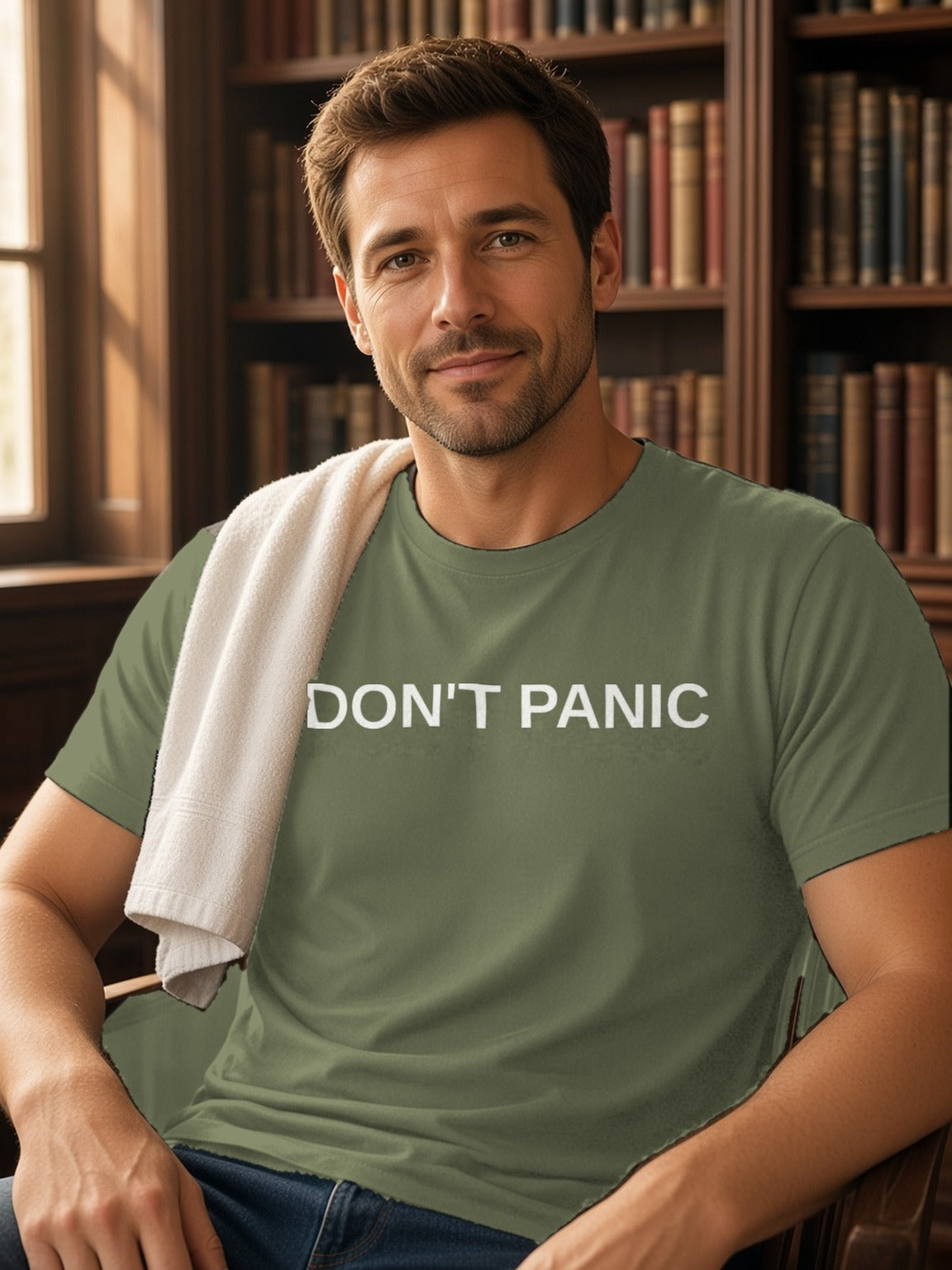 DON'T PANIC Tee (Polyester) – Military Green