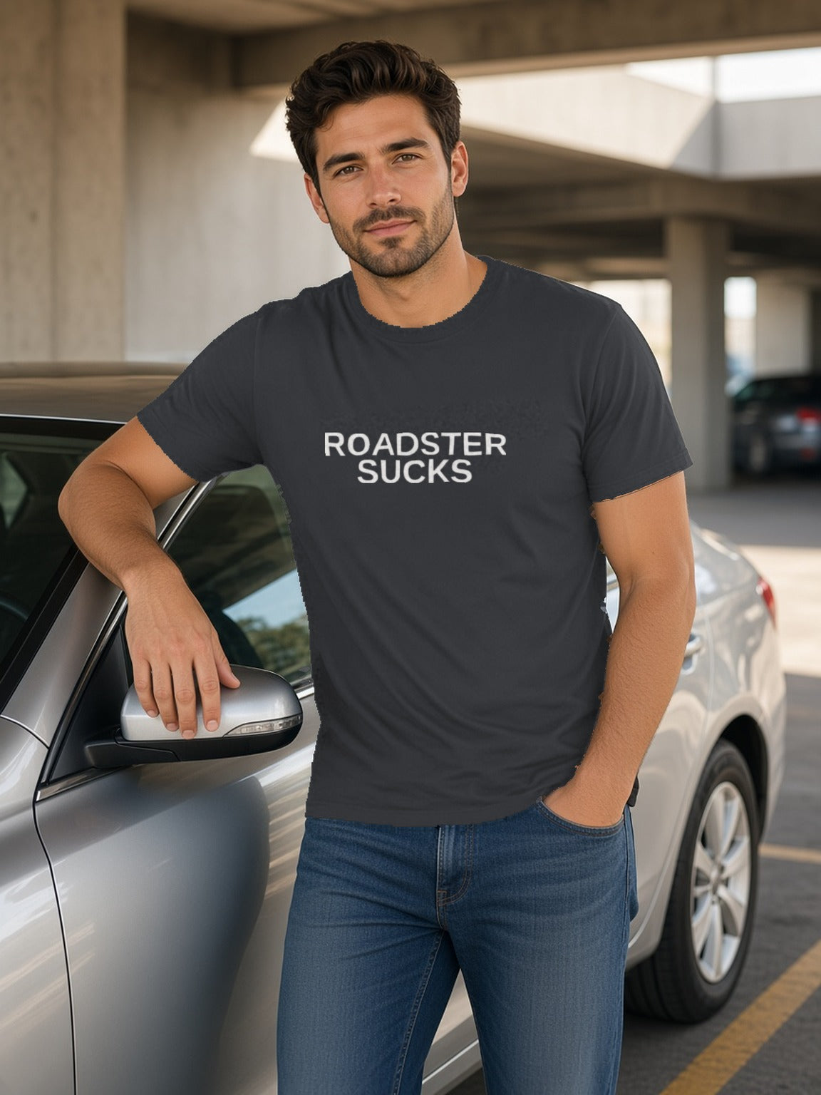 ROADSTER SUCKS Tee (Polyester) – Charcoal Grey