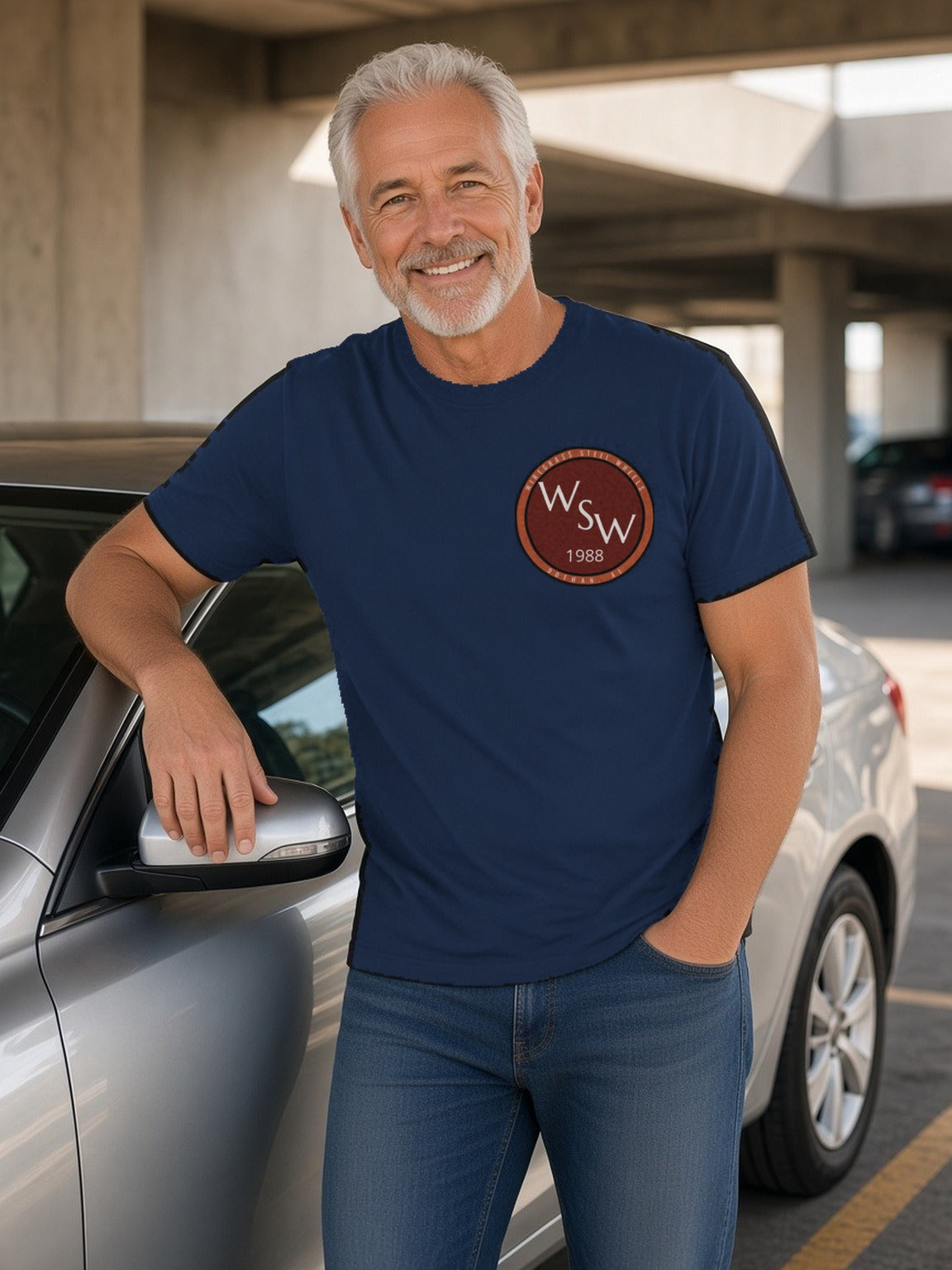 Wiregrass Steel Wheels Tee (Polyester) – J. Navy