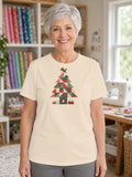Quilt Block Christmas Tree Shirt, Patchwork Quilter Holiday Tee, Gift for Quilters, Sewing Christmas Shirt - Soft Cream