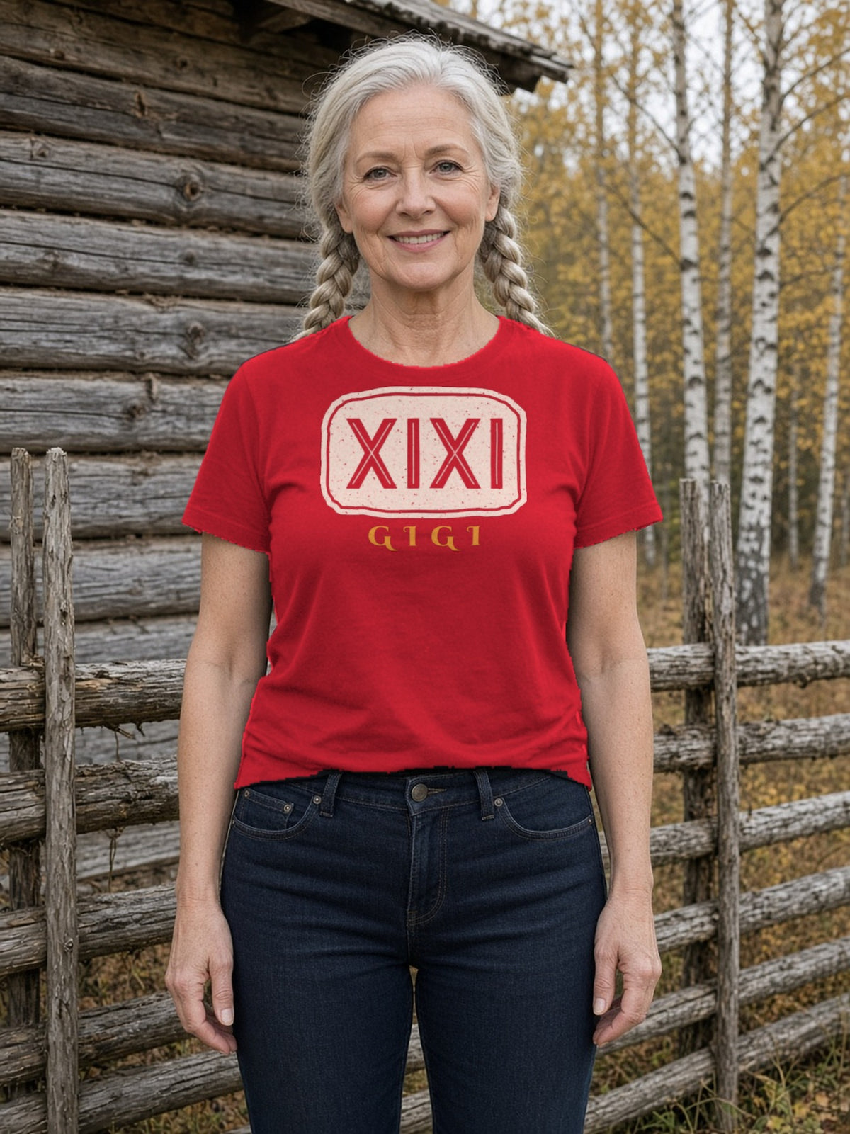 GIGI in Runes Carved Stone Tee - Red