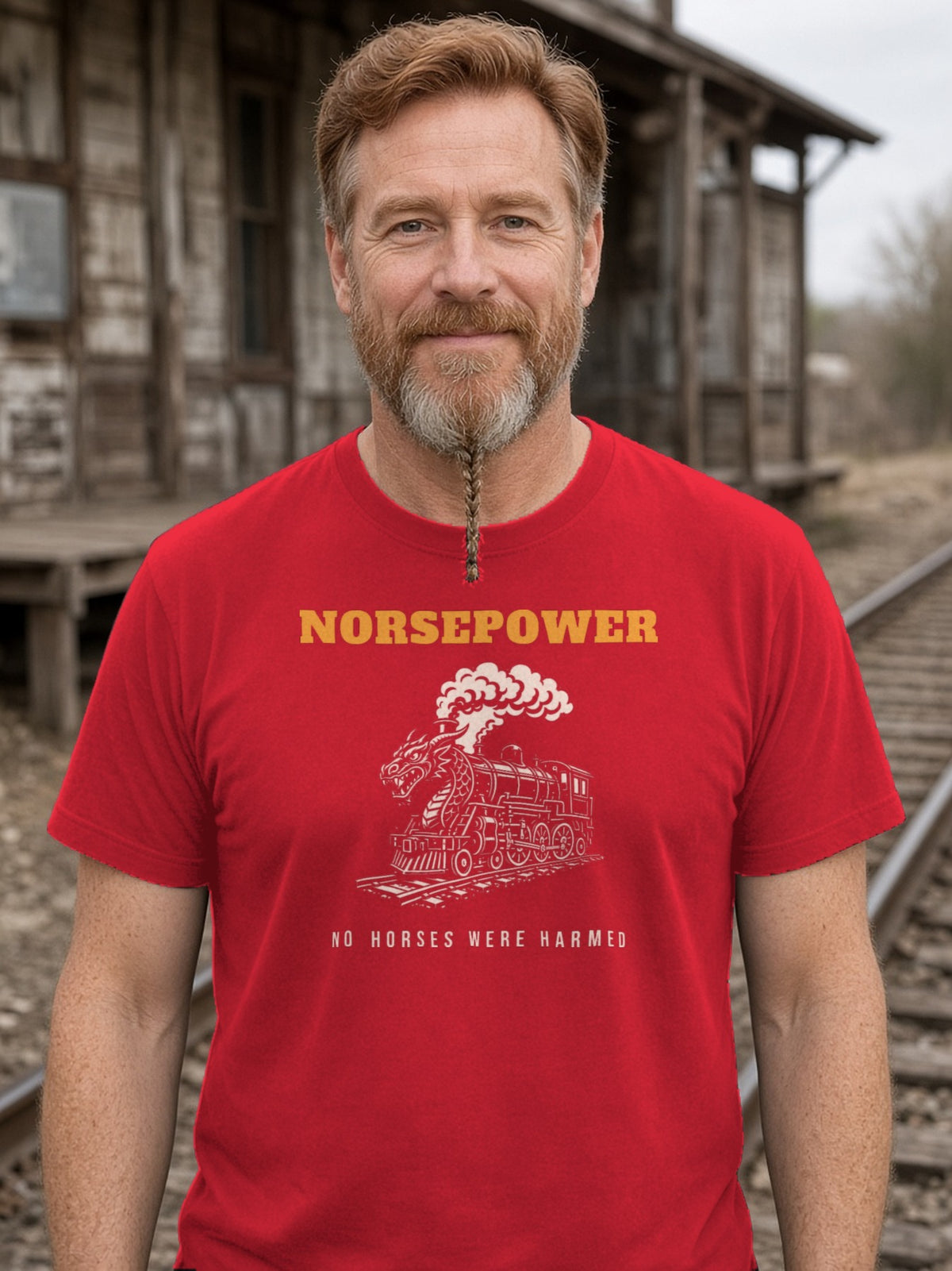 NORSEPOWER Dragon Steam Locomotive Tee - Red