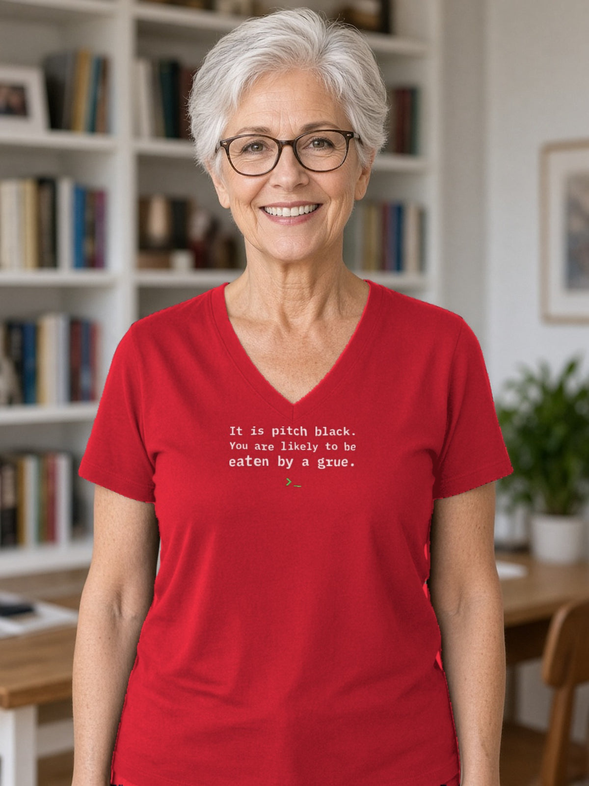 Eaten by a Grue V-Neck Tee - Red