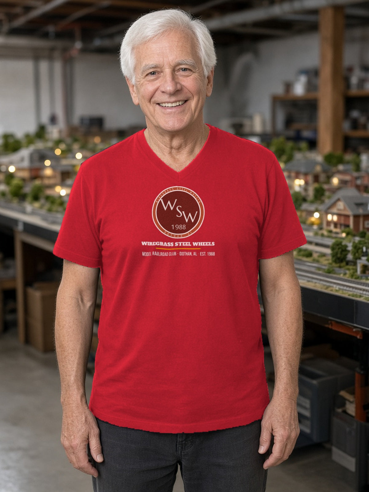 Wiregrass Layout V-Neck Tee - Red