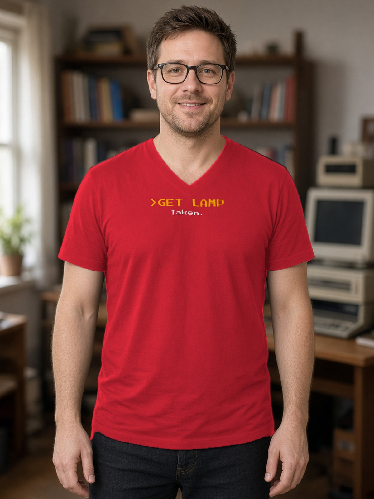 GET LAMP V-Neck Tee - Red