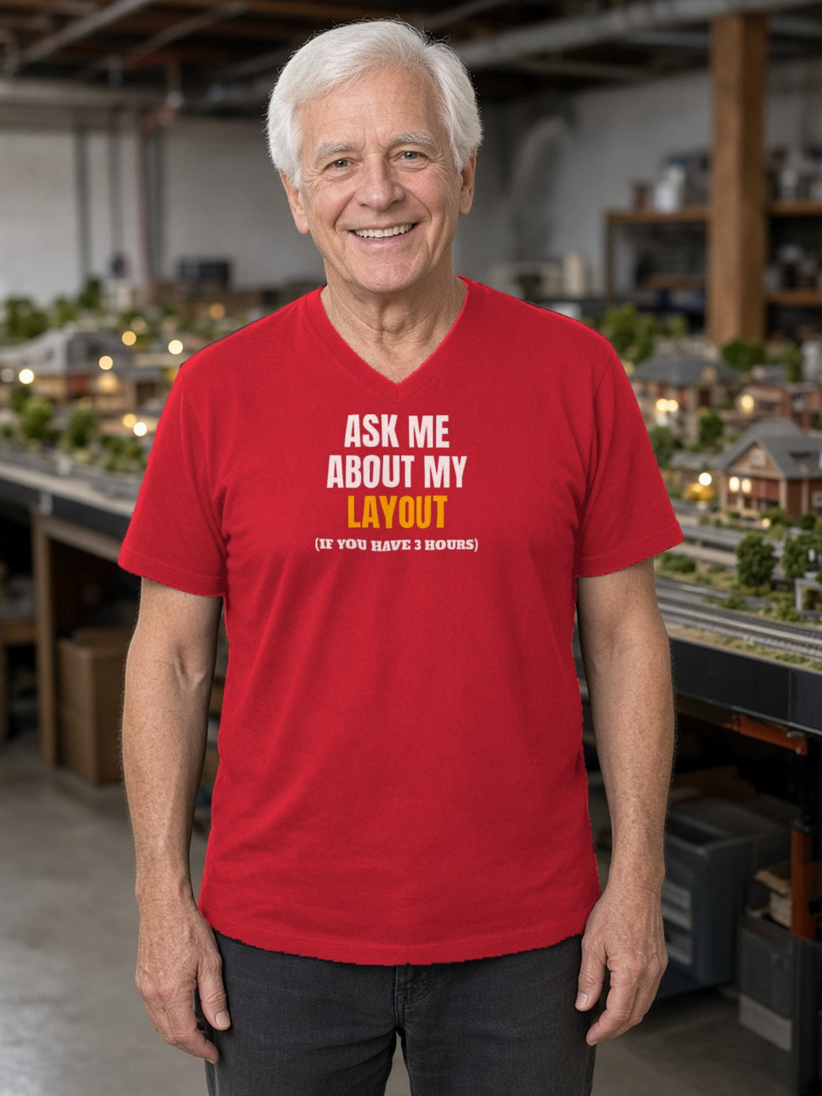 Ask Me About My Layout (If You Have 3 Hours) V-Neck Tee - Red