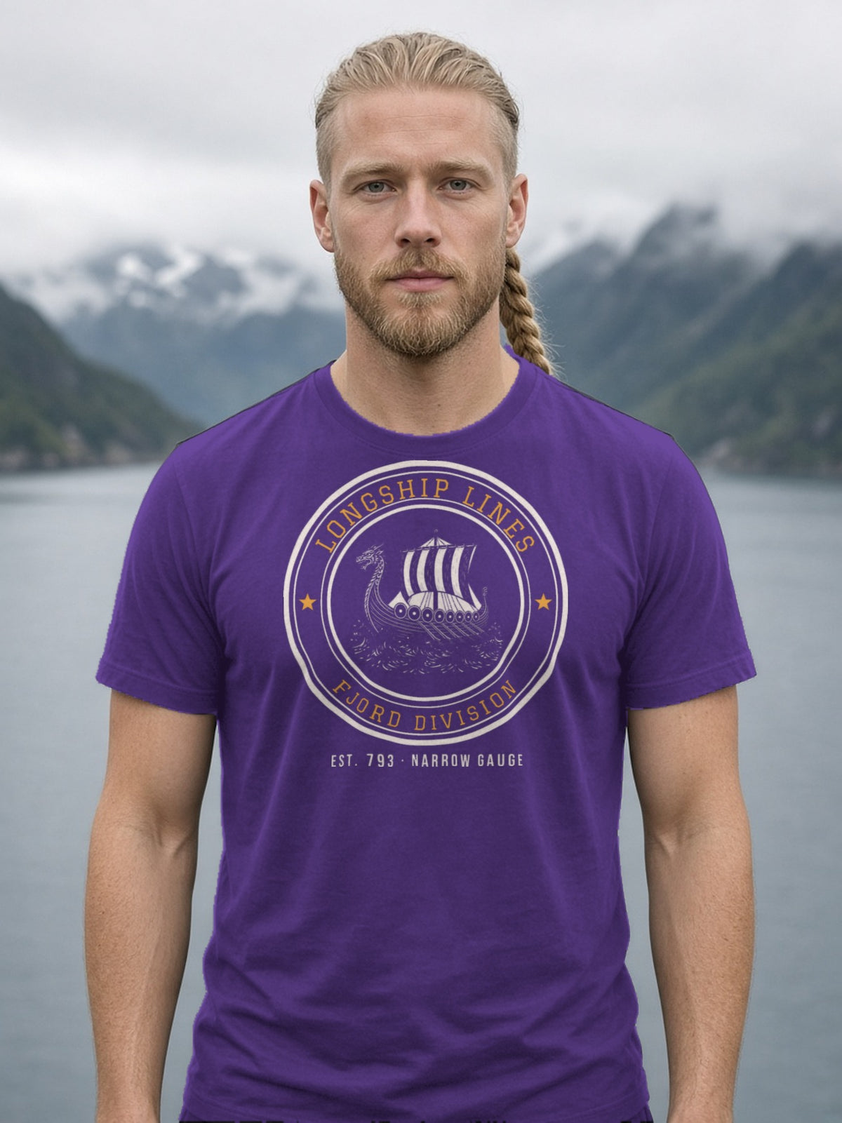Longship Lines Railroad Herald Tee - Team Purple