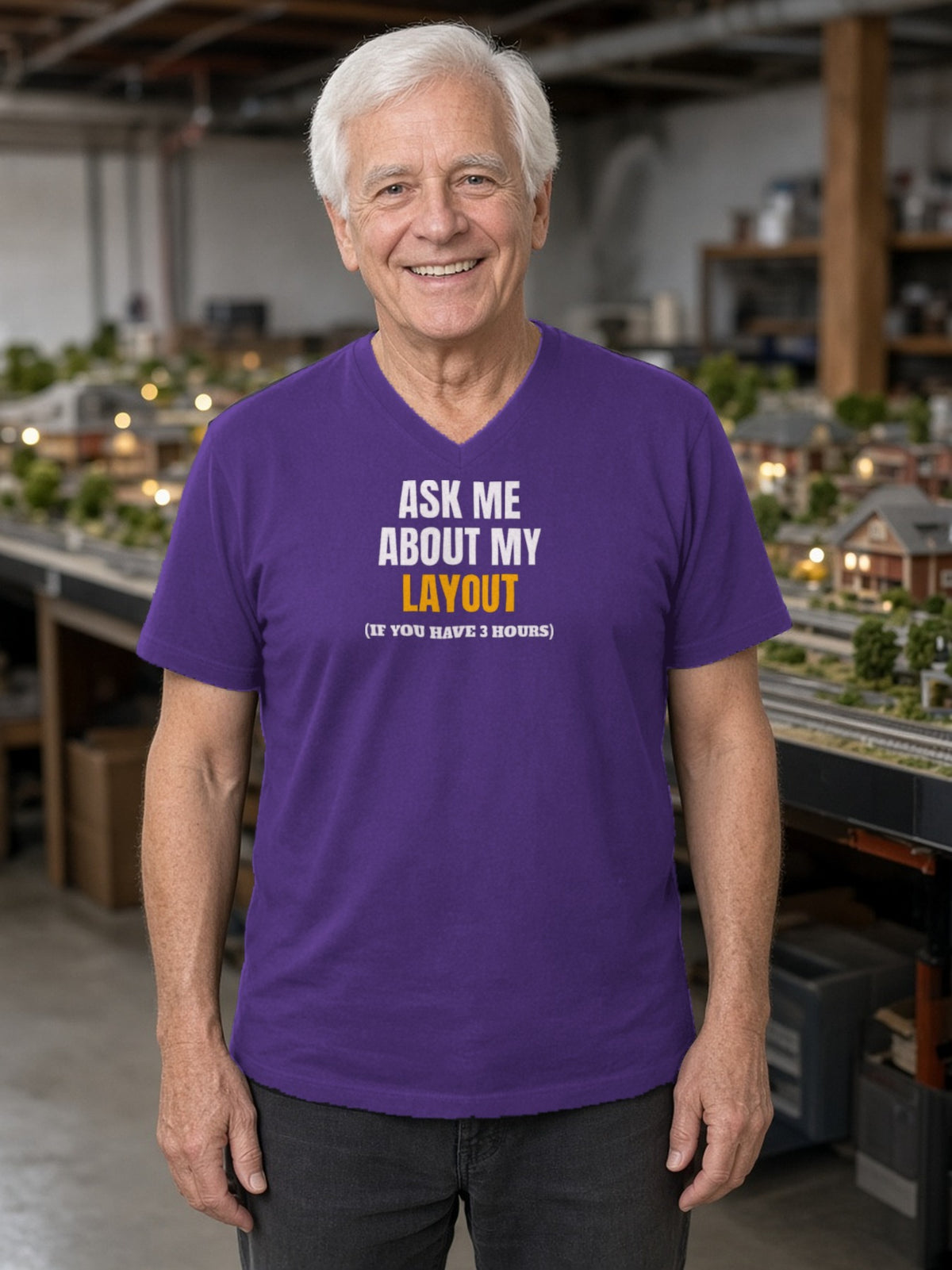 Ask Me About My Layout (If You Have 3 Hours) V-Neck Tee - Team Purple