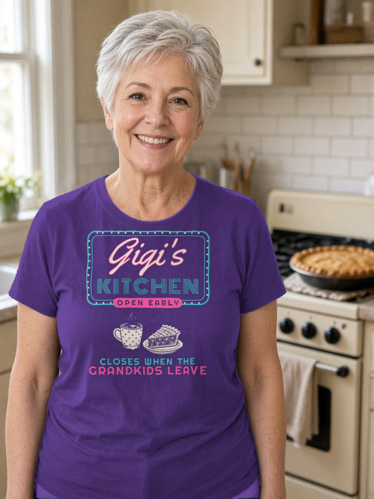 Gigi's Kitchen Retro Diner Sign Tee - Team Purple