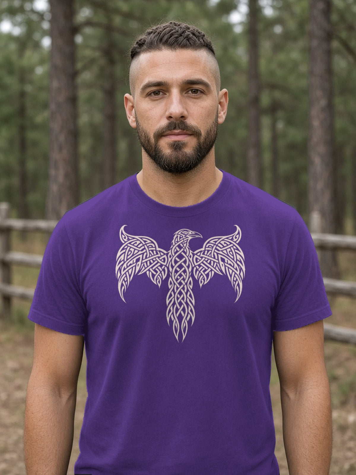 Knotwork Raven Norse Art Tee - Team Purple