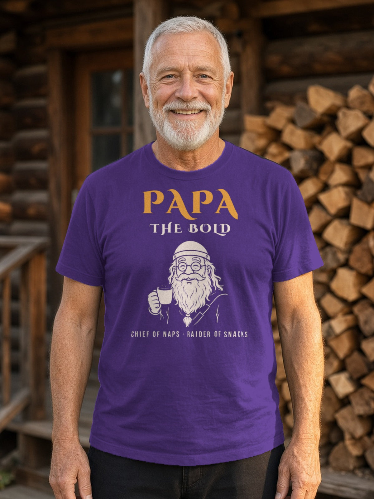 Papa the Bold Viking Grandpa Tee - Team Purple